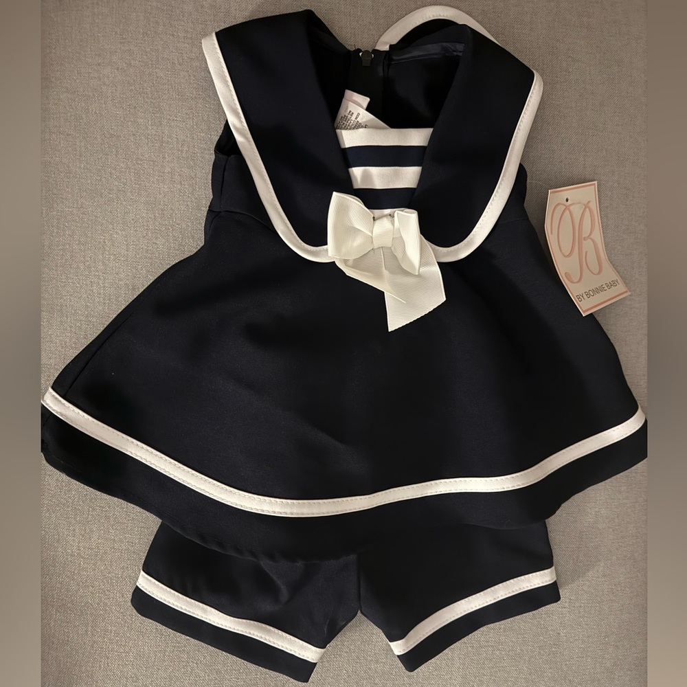 Navy and White Sailor Outfit 0-3M